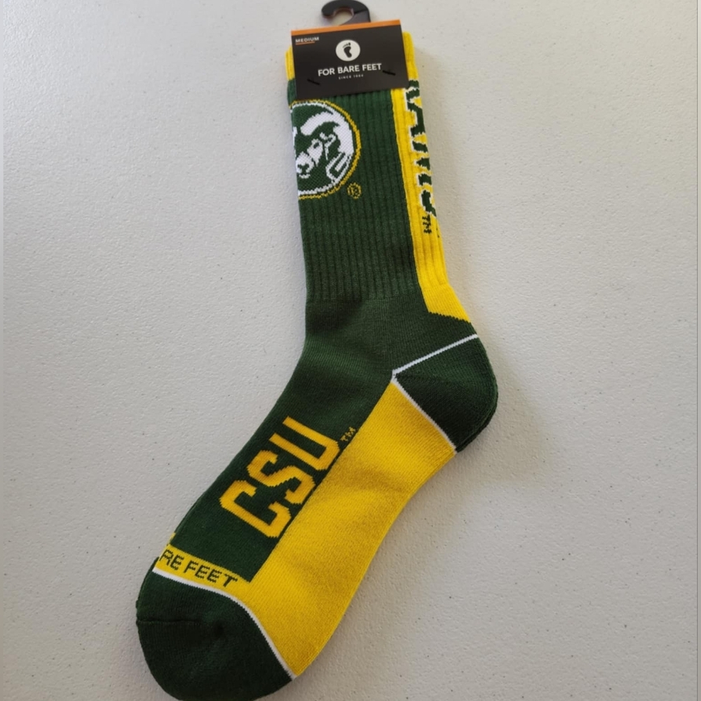 For Bare Feet CSU Green and Yellow Socks
